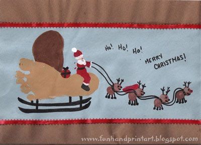 Handprint and Footprint Arts & Crafts: Footprint Sleigh, Fingerprint Santa,