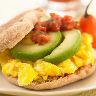 Healthy Egg whites, Avocado & Salsa on an English muffin… Breakfast tomorr