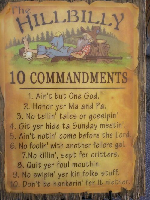 Hillbilly Ten Commandments