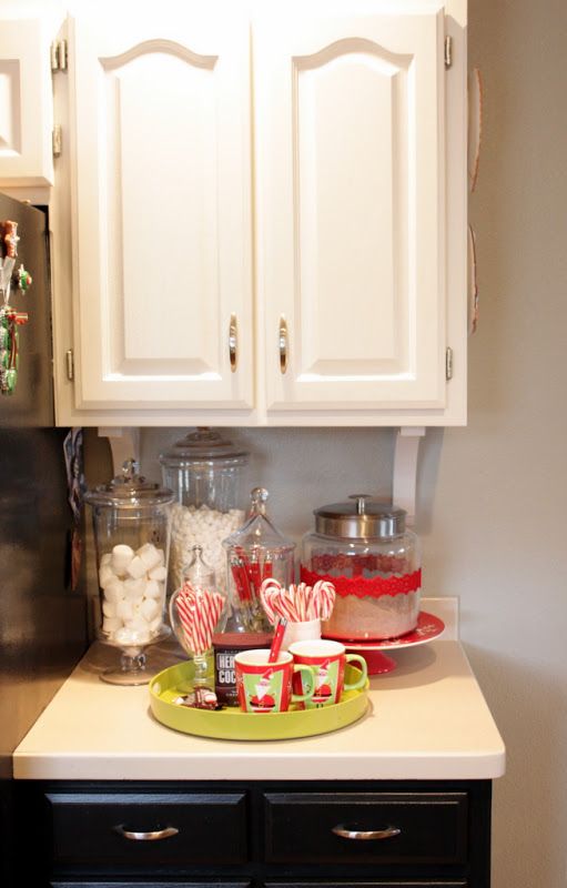 Hot chocolate bar during Christmas season….. Just leave it set up the whole ti