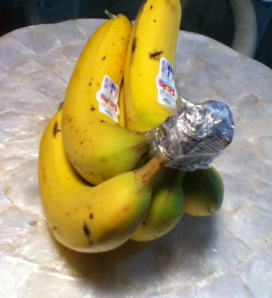 How to Keep Bananas Fresh Longer. Totally works. Another pinner noticed @ the ma