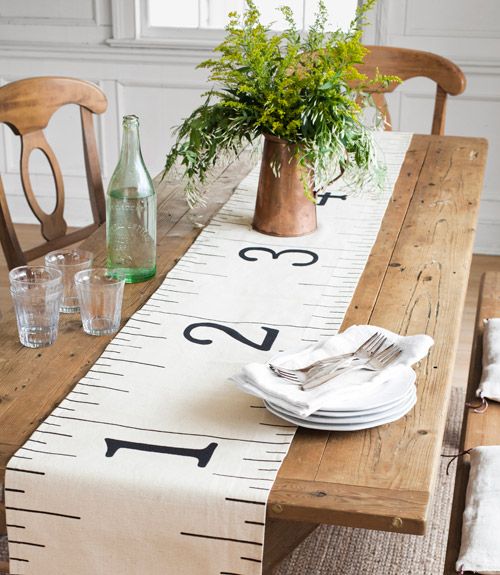 How to make a ruler table runner out of an inexpensive hardware-store dropcloth.