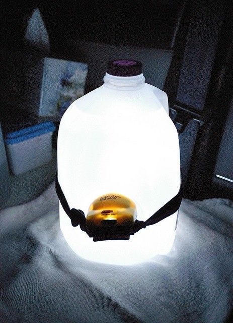 Instead of using a head lamp as harsh light, strap one on to a jug full of water