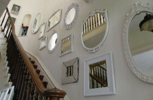 Love the array of mirrors.     Donna Pochaski-Thomas – eclectic – staircase – ne