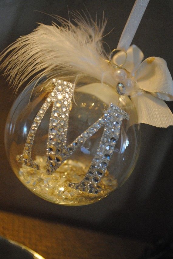 Monogrammed Ornament — Just a clear glass ornament with a letter sticker, some