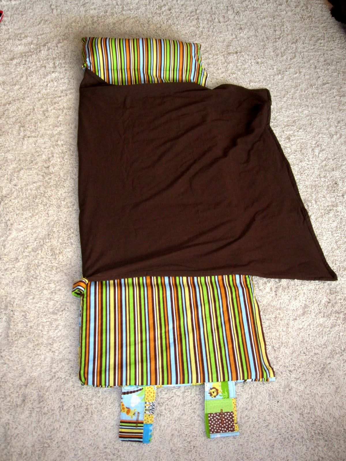 Nap mat with attached blanket and pillow.  Great tutorial PDF.