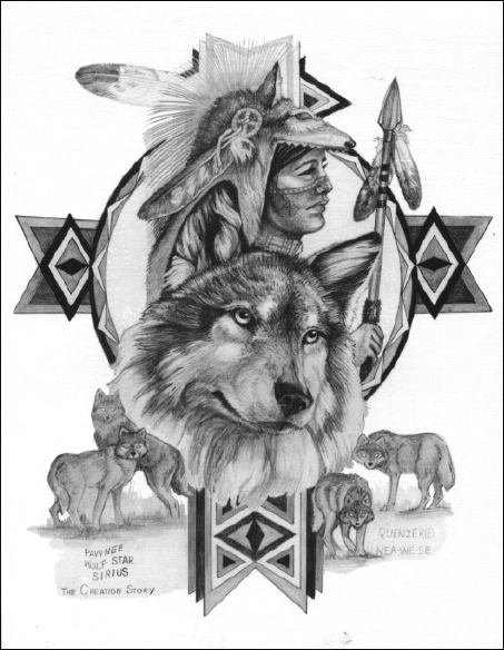 Native american tattoos – Wolf cycle of life awesome tattoo