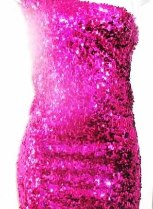 New Years Eve Pink Sequin One Shoulder Mini Dress, Party Dre,  Dress, one should