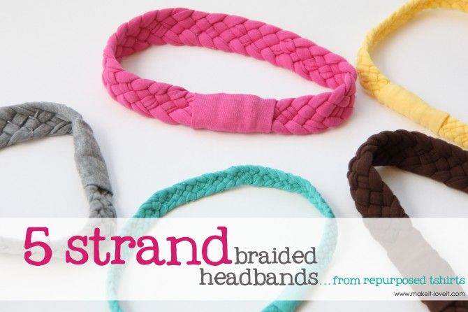 Old Tshirts: Headband or bracelet craft.  Cut strips double the finished length