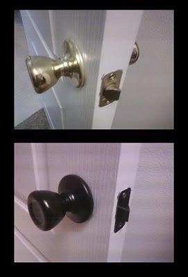 Paint all of those ugly, shiny brass knobs with Rustoleum Oil Rubbed Bronze Spra
