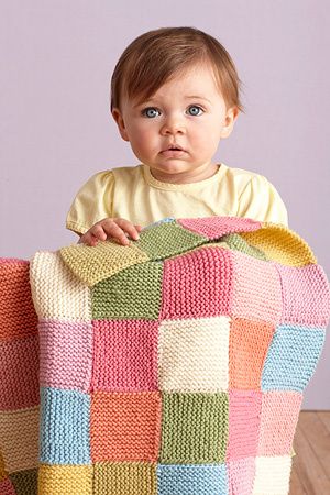 Patchwork Garter Baby Throw, a very easy knit project for the beginner knitter