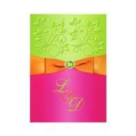 Pink, Orange, And Green Monogrammed Invitation » Wedding Invitations