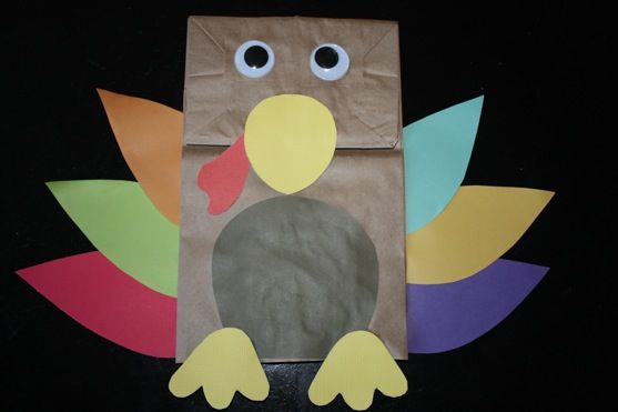 Preschool Crafts for Kids: Thanksgiving turkey paper bag craft