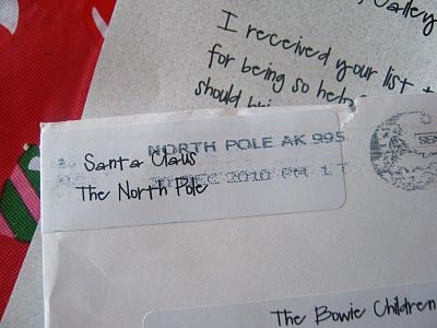 "Real" letter from Santa…postmarked by the North Pole mail system :)