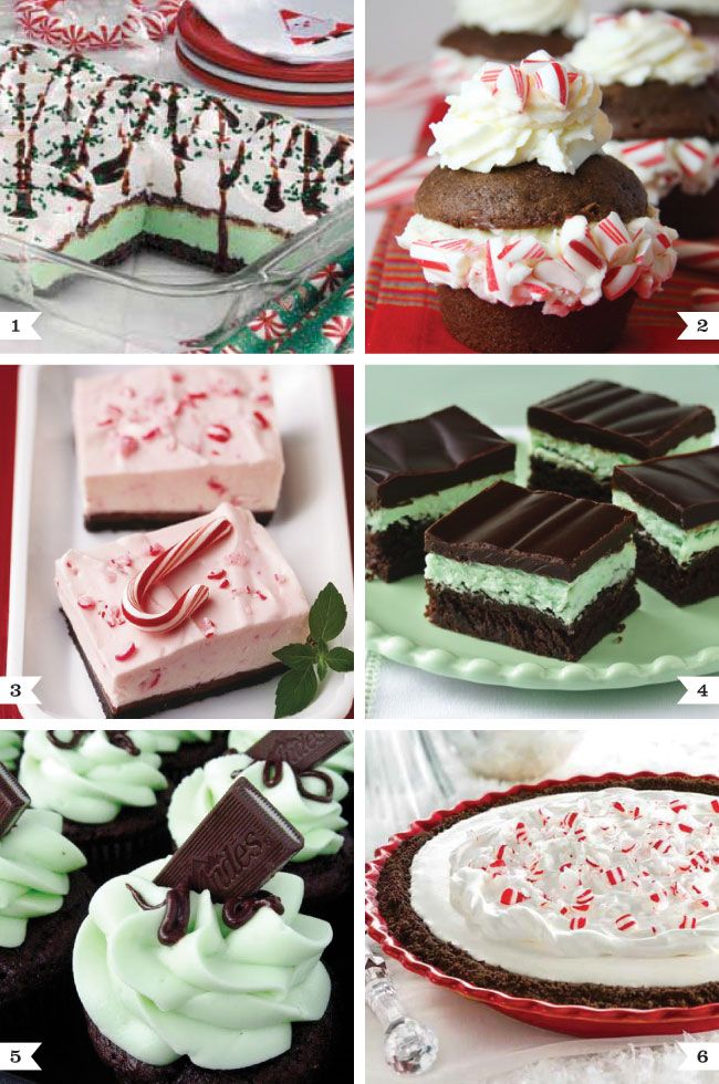 Red and green peppermint desserts