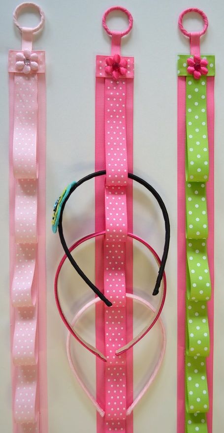 Ribbon Headband Holder- these would be so easy to make.