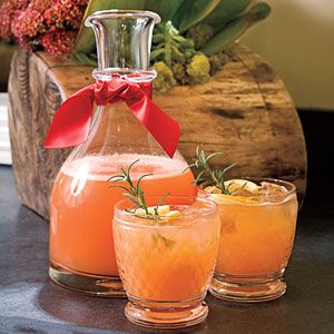 Rudolph's Tipsy Spritzer–orange juice, Sprite, vodka, maraschino cherry jui