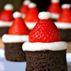 Santa Hat Brownies for Christmas