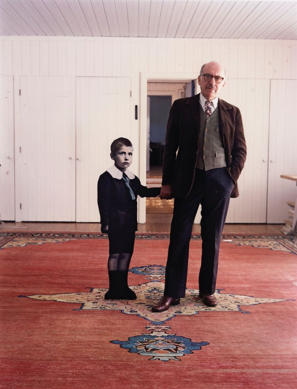 Saul Steinberg, with himself as a Little Boy, Long Island, 1978    photo by Evel