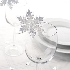 Silver Snowflake Place Card Sits on Glass Pack of 10 – Perfect for Decorating Ch