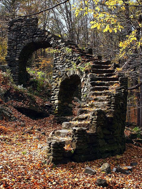 Staircase in the woods in New Hampshire