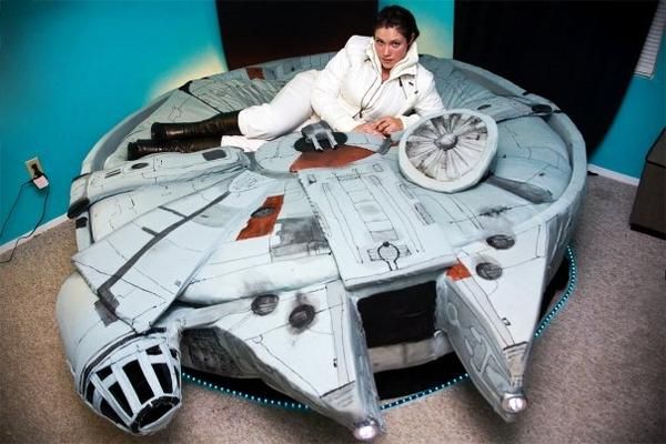 Star Wars Millennium Falcon bed. Princess Leia lookalike not included.