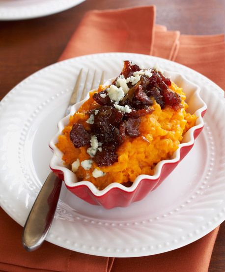 Sweet Potatoes with Bacon Jam and Crumbled Blue