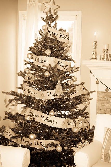 The garland could be recreated by printing Christmas sayings on paper of your ch