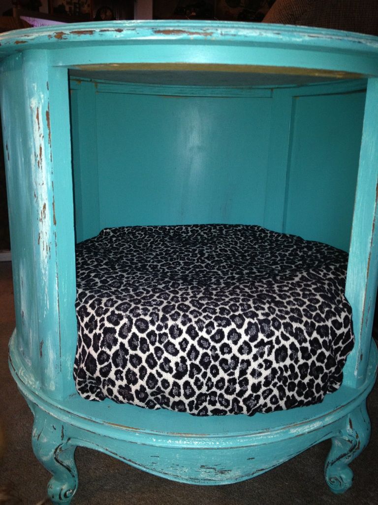 Thrift Store End Table Turned Into A pet Bed. smart.