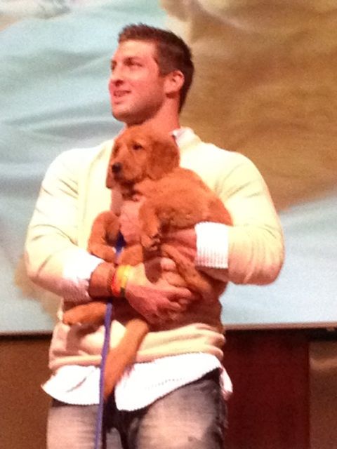 Tim Tebow and puppy