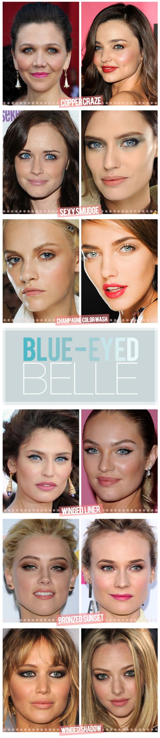 Tips for makeup for blue eyes. Love copper!