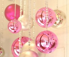 Use a simple string of pearl beads to hang  ornaments!