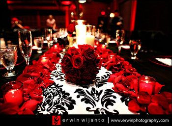 Wedding, Flowers, Reception, Red, Black