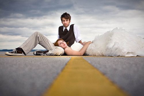 Wedding photo-in the road