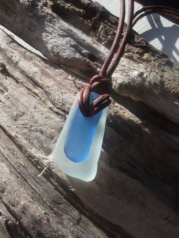 White and Blue Sea Glass Necklace Scottish by byNaturesDesign, $12.00