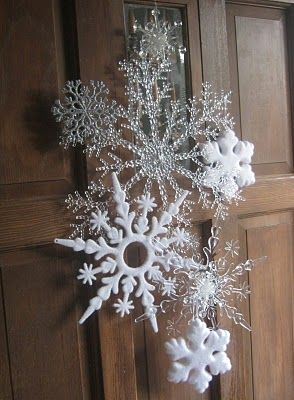 Wired together Dollar General snowflakes.