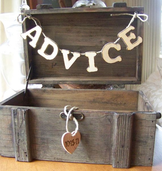 advice box for rustic wedding