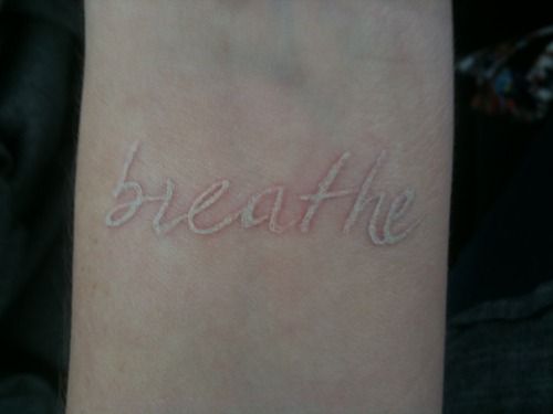 “breathe” in white ink