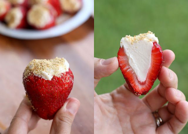 cheese cake filled strawberries Ingredients:  1 lb large strawberries  1 (8 ounc