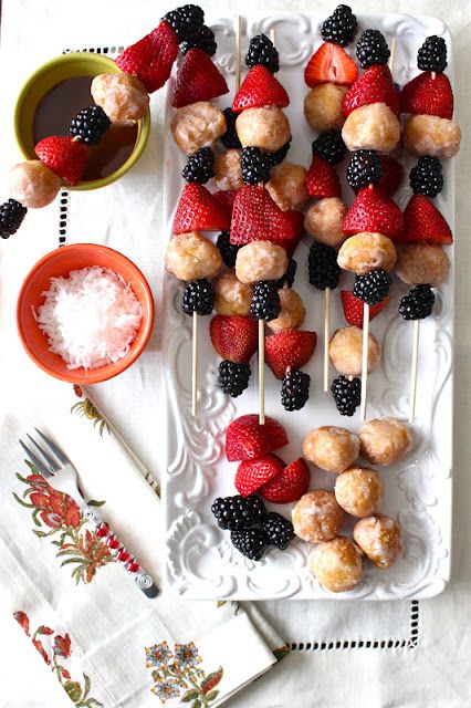 doughnut hole breakfast skewers – brunch is served!  Christmas breakfast?