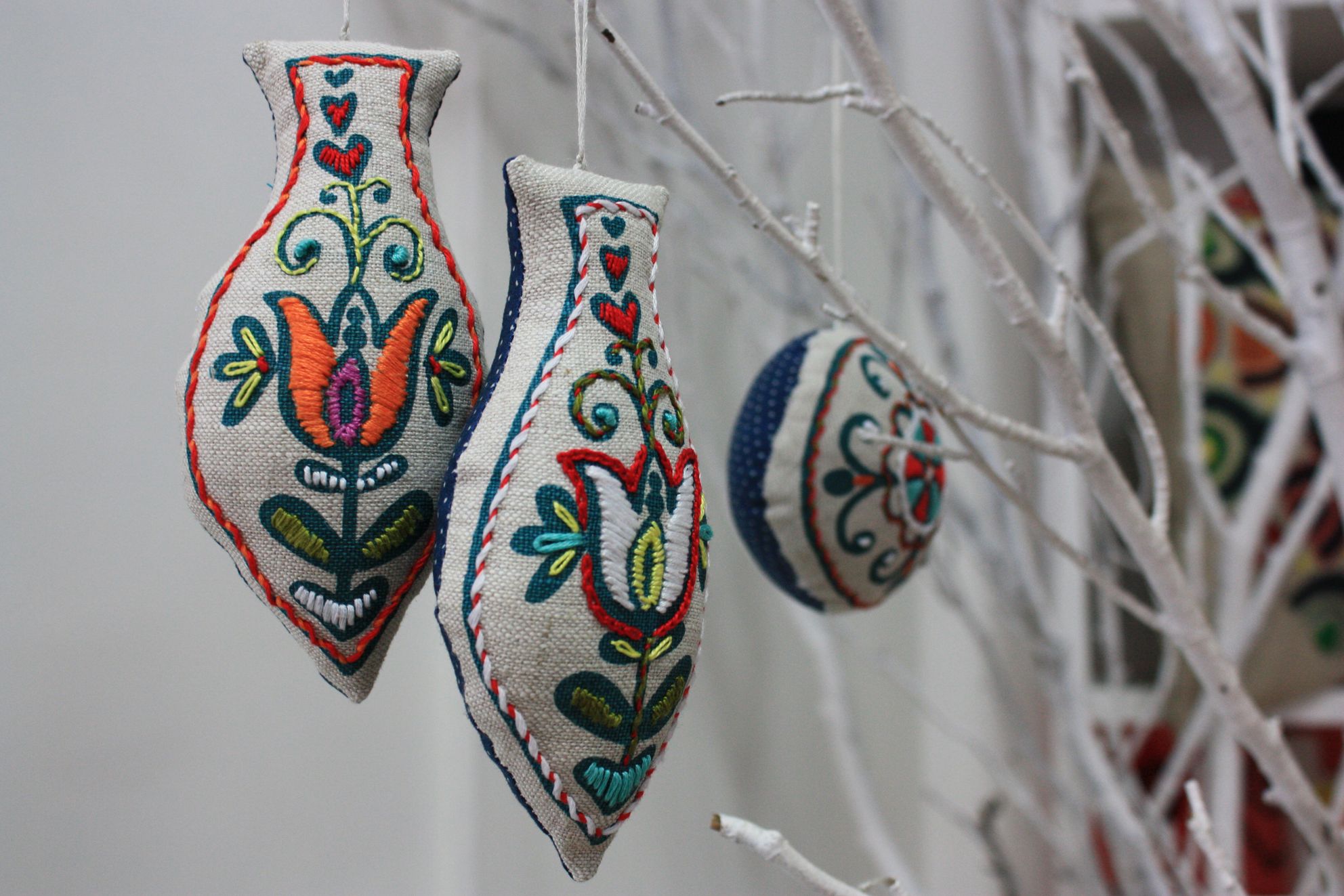 embroidered christmas decorations