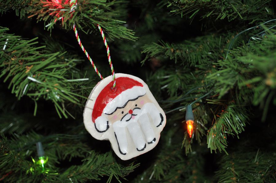 hand print santa ornament