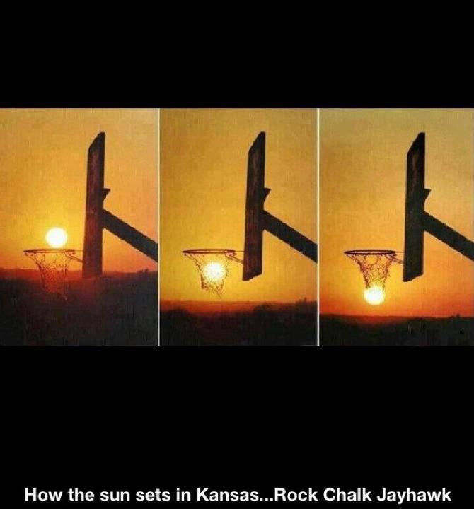 how the sun sets in kansas. rock chalk jayhawk.