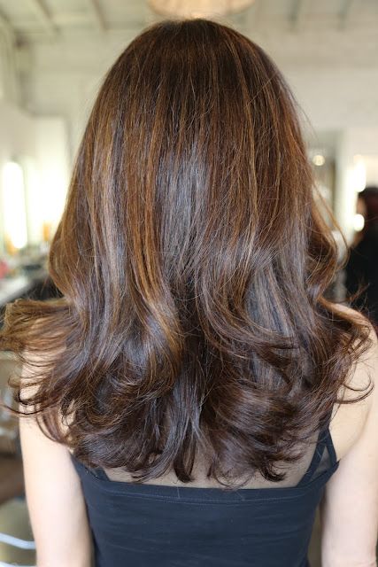 long layers with brunette highlights