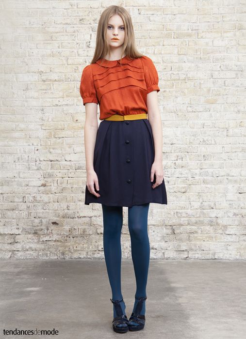 orange and navy ensemble