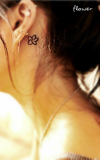 small flower tattoo behind ear #floral #tattoo