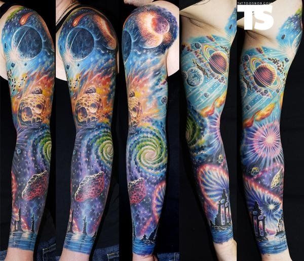 universe/space full-sleeve tattoo