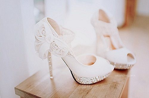 wedding heels please :) sparkles and lace.