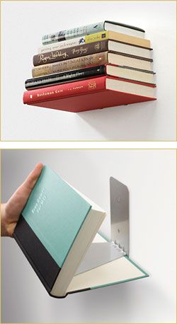 “Conceal” Invisible Book Shelf. Treasured novels seem to defy gravit