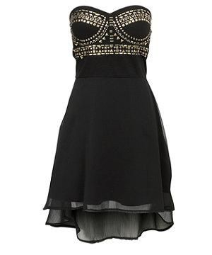 Black Studded Strapless Dress